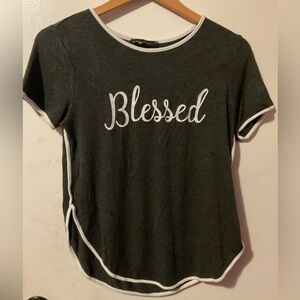 Rages li Riches women’s Blessed dark grey Graphic Tee size M